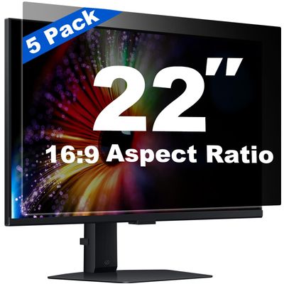 [5 Pack] 22 Inch Computer Privacy Screen for 16:10 Aspect Ratio Widescreen Monitor, Eye Protection Anti Glare Blue Light Filter Shield, Removable Anti-Scratch Anti Spy Protector