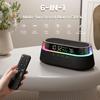 KUANGXIANG 6-in-1 Bluetooth Speaker Alarm Clock with Remote, 15W Fast Wireless Charger, FM Radio & Dimmable LED Night Light, Dual Digital Clock for Bedroom Home Office, Ideal for Him, Men Women view 3