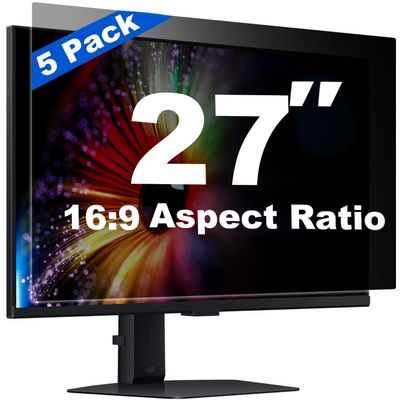 [5 Pack] 27 Inch Computer Privacy Screen for 16:9 Aspect Ratio Widescreen Monitor, Eye Protection Anti Glare Blue Light Filter Shield, Removable Anti-Scratch Anti Spy Protector