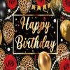 Leopard Print Birthday Backdrop Black Gold Balloons Red Rose Glitter Photography Background Women Adult Baby Shower Wedding Birthday Party Decorations Banner Photo Props 7x5FT view 2
