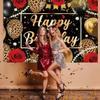 Leopard Print Birthday Backdrop Black Gold Balloons Red Rose Glitter Photography Background Women Adult Baby Shower Wedding Birthday Party Decorations Banner Photo Props 7x5FT view 4