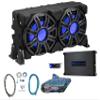 Audiosavings 51MWLE104 Bundle: Dual 10 in 400W Marine Boat Subwoofer Enclosure, DBM13 750-Watt RMS Mono Marine Amplifier with Remote, RMWK4 4 AWG Waterproof Amp Wire Kit, 3-Items view 1