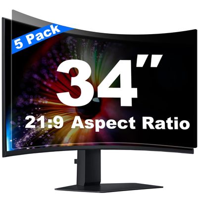 [5 Pack] 34 Inch Computer Privacy Screen for 21:9 Aspect Ratio Widescreen Monitor, Eye Protection Anti Glare Blue Light Filter Shield, Removable Anti-Scratch Anti Spy Protector