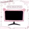 CREATCABIN 23"-27" Kawaii Computer Monitor Cover with Cat Ear Design Pink Computer Monitor Protective Cover Screen Elastic Dustproof Display Furry Bowknot Decoration for PC Tablet Laptop TV LCD view 2
