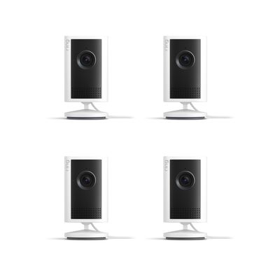 Ring Indoor Cam Plus (newest model), Home or business security, Retinal 2K for crisp, true-to-life video quality, 4x Enhanced Zoom, Low-Light Sight, 4-pack, White