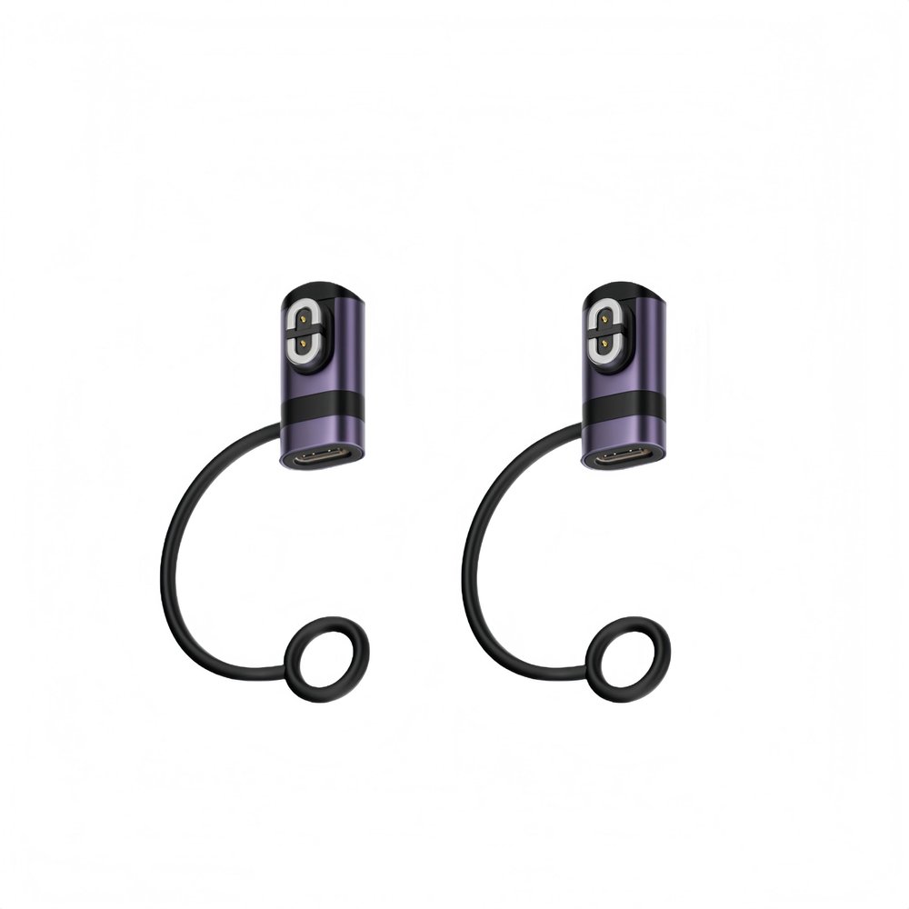 2-Pack USB-C to 2 Pin Magnetic Charger Adapter for Shokz/AfterShokz Headphones, with Anti-Loss Lanyard Compatible Aeropex AS800, OpenRun Pro/Mini, OpenRun, OpenComm 2 UC ASC100 (Purple, 2-PIN)