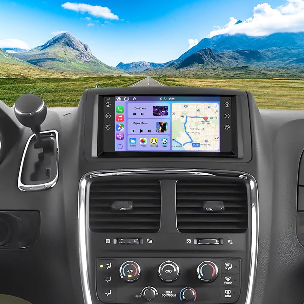Car Stereo Radio for Dodge Grand Caravan 2008-2020 with Wireless CarPlay and Android Auto, 7 Inch IPS Touchscreen Android 14 Car Audio Receiver w/Bluetooth GPS WiFi FM RDS SWC Backup Camera, 2+32G