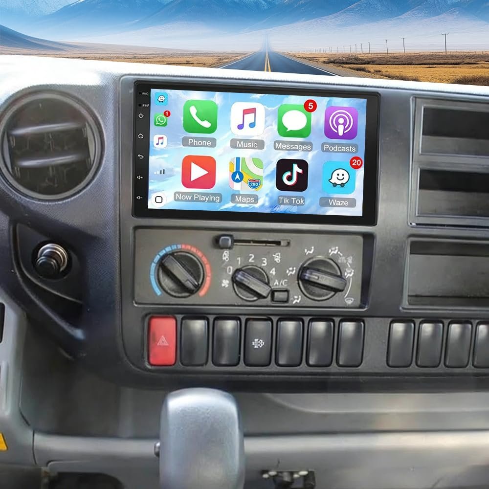 Android 14 Double Din Car Radio for 2012-2020 Hino 155 195 Trucks with Backup Camera 10 Inch Touch Screen Radio for Hino 155 195 Trucks GPS Navi Head Unit with Wireless Carplay Bluetooth Mirror Link