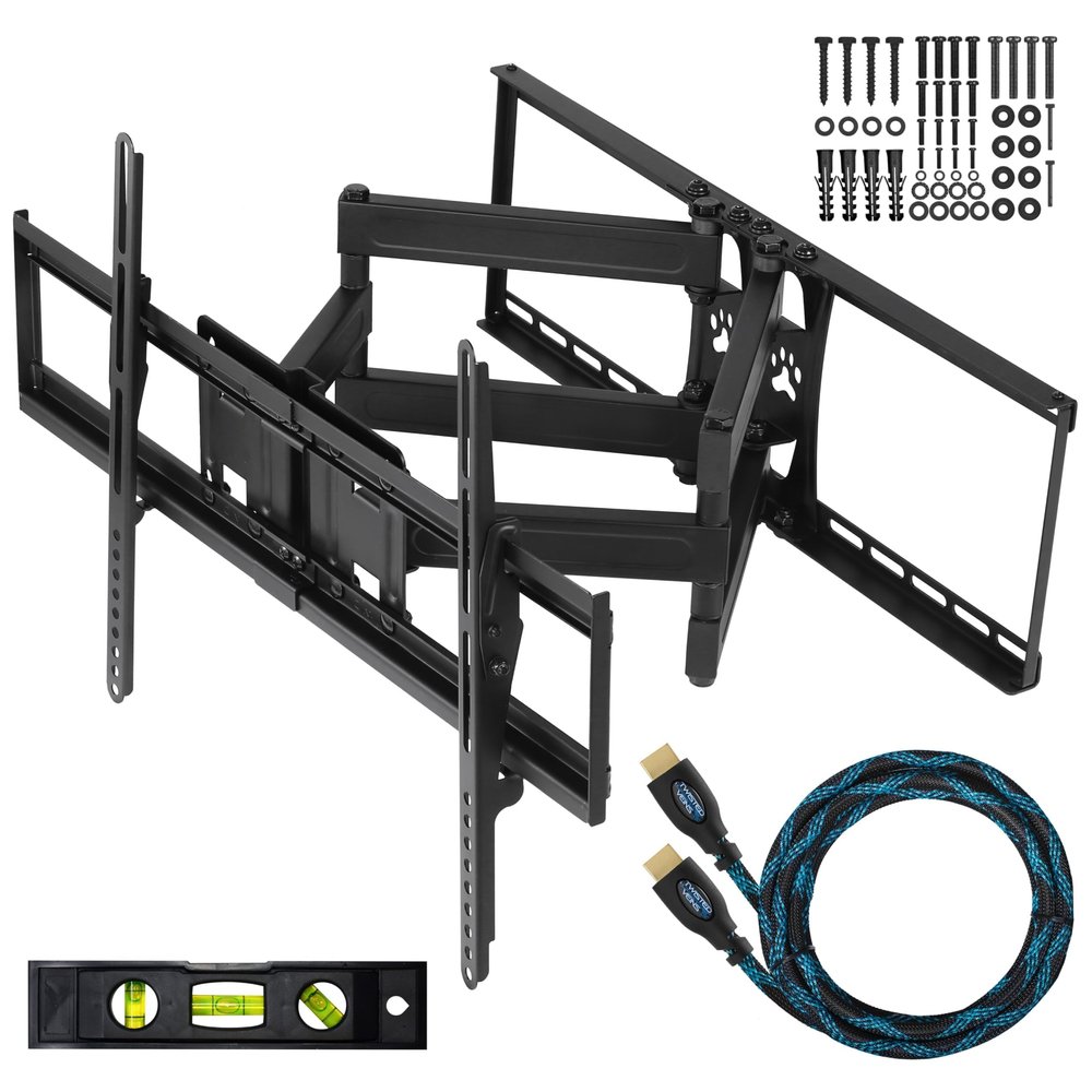 Articulating Dual Arms TV Wall Mount for 37-83 Inch TVs, 165lbs VESA 600x400mm, 16-24" Studs, New TVs up to 100", Low Profile & Extends 20", Full Motion Tilt Swivel Bracket & 10 ft HDMI Cable