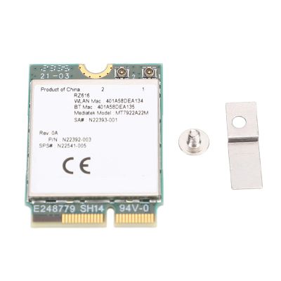 ASHATA WiFi 6E Wireless Card, Bluetooth 5.2 3 Band 5374Mbps Network Adapter for Wins 10 11, RZ616 MT7922A22M M.2 Card Module Adapter