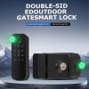 AloveH IP66 Outdoor Waterproof Smart Lock - Dual-Side Fingerprint & Card Entry - 5-in-1 Garden/Yard Gate Lock with WiFi (Black) view 2