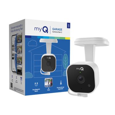 myQ Garage Plug-in Camera Gen 2 2K Smart Wi-Fi Garage Camera with Night Vision, Wide-Angle Lens, 2-Way Audio, Magnetic Base & Motion Alerts, App Control Compatible with Your Garage Door Opener