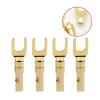 8Pcs Horn Cable Plug Brass Audio Adapter Gold-Plated Silver-Plated Y-Shape Fork Connector(4 Red 4 Black) view 2