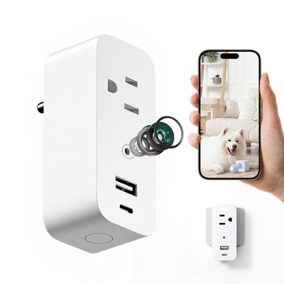 ULar Plug Surveillance Camera, Mini 1080P FHD WiFi Cam with 3-Device Charging, Built-in 32GB SD Card, Remote Real-Time View Motion Detection, Wall Powered Wireless Multifunction Smart Indoor(No Audio)