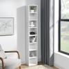 8-Tier Media Tower Rack, CD DVD Slim Storage Cabinet with Adjustable shelf, Tall Narrow Bookcase Display Bookshelf for Home Office,Multi-functional double-decker bookcase (White + MDF) view 4