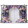 10x6ft Purple Flower Floral Arch Backdrop Background Photography Flower Wall Lavender Backdrop Party Wedding Girls Birthday Princess Mother's Day Bridal Shower Anniversary Banner Decor Studio Photo view 3