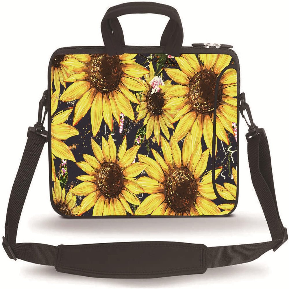HYUTOTA 14 15 15.4 15.6 inch Laptop Messenger Bag Carrying Case Sleeve with Handle Accessory Pocket Fits 14 to 15-Inch Laptops/Notebook/Ebooks/Tablet/Pad(Sunflower)