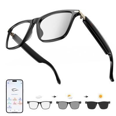 Shovira AI Translation Smart Glasses Pro with 138 Languages, Bluetooth Glasses Compatible with ChatGPT, Photochromic Lens with Open-Ear Speakers for Men Women, for Travel, Business, Driving