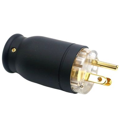 AC Electrical Plug Audio HiFi 22mm Big Black Aluminum OFC Copper Plated Gold 15A EU US Male IEC Female Connector Power Plug(US Plug)