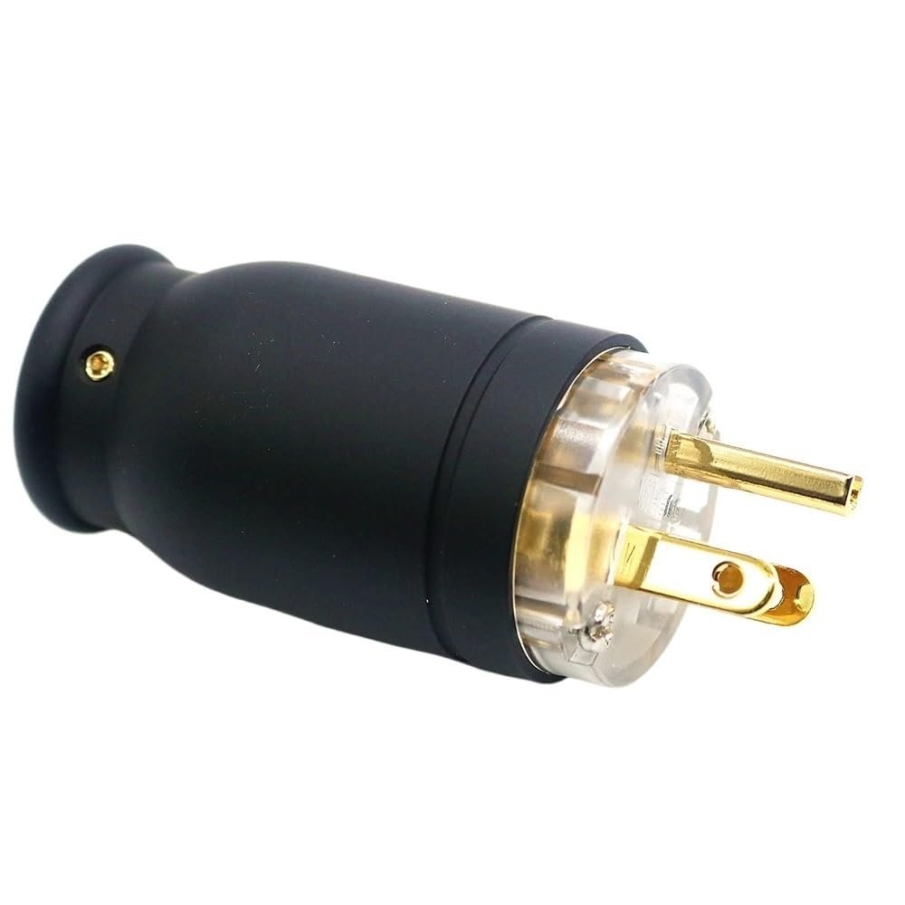 AC Electrical Plug Audio HiFi 22mm Big Black Aluminum OFC Copper Plated Gold 15A EU US Male IEC Female Connector Power Plug(US Plug)