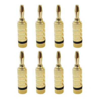 8Pcs 24K Gold Plated Copper 4mm Plug for Banana Connector Male Speaker Plug(8 Black)
