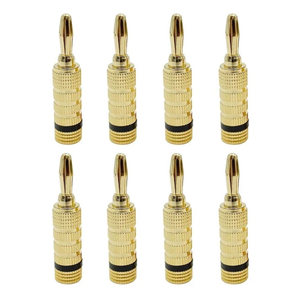 8Pcs 24K Gold Plated Copper 4mm Plug for Banana Connector Male Speaker Plug(8 Black)