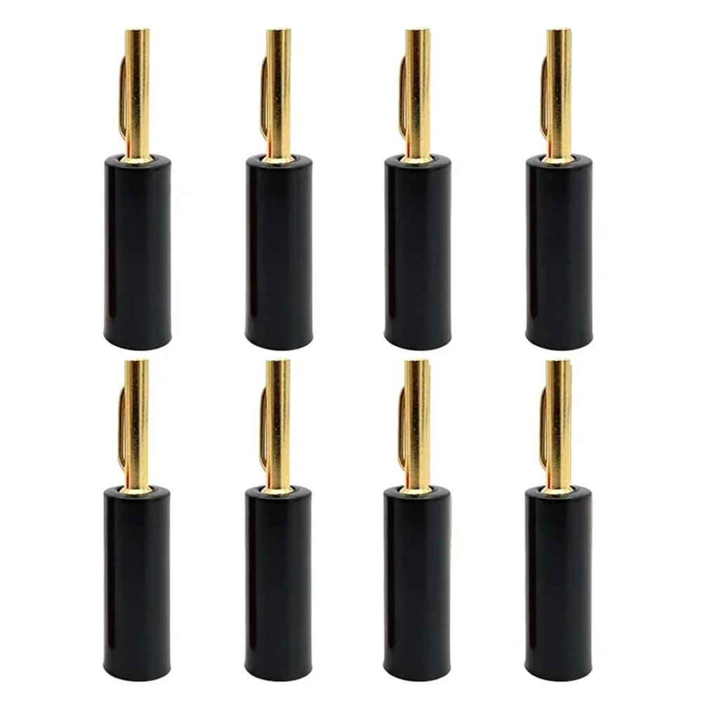 8PCS Gold Plated 4mm for Banana for Connector Speaker No Welding Horn Plug for Audio Video Cable Adapter(8 Black)