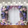 10x10ft Purple Flower Floral Arch Backdrop Background Photography Flower Wall Lavender Backdrop Party Wedding Girls Birthday Princess Mother's Day Bridal Shower Anniversary Banner Decor Studio Photo view 1
