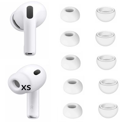 5 Sets XS Size Ear Tips Replacement for AirPods Pro 3, Silicone Earbuds Covers Eartips Ear Cap 5 Pairs Compatible with AirPod Pro 3, White XS 923