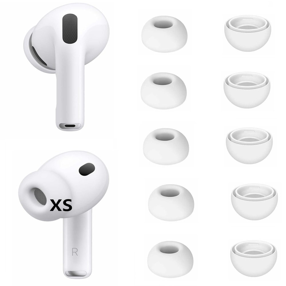 5 Sets XS Size Ear Tips Replacement for AirPods Pro 3, Silicone Earbuds Covers Eartips Ear Cap 5 Pairs Compatible with AirPod Pro 3, White XS 923