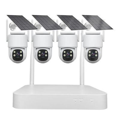 AKAVIG 4CH Wireless WiFi Security Camera System with 4 Camera, Outdoor 4MP Solar Power CCTV Surveillance NVR Kit with APP Control, Two Way Audio, Color Night Vision, Human Detection