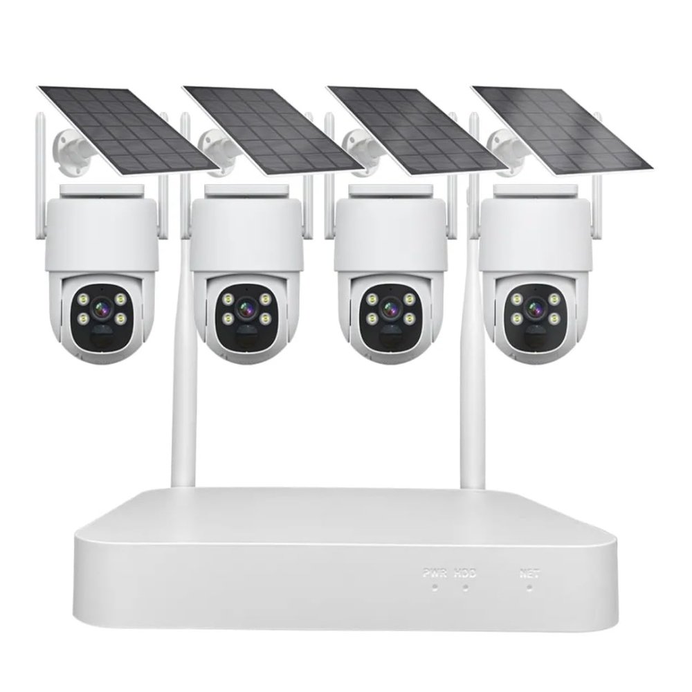 AKAVIG 4CH Wireless WiFi Security Camera System with 4 Camera, Outdoor 4MP Solar Power CCTV Surveillance NVR Kit with APP Control, Two Way Audio, Color Night Vision, Human Detection
