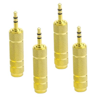 jojofuny 4pcs Male to Female Audio Cable Adapters Zinc Alloy Stereo Microphone Connector Converters for Headphones External Speakers Microphone Use