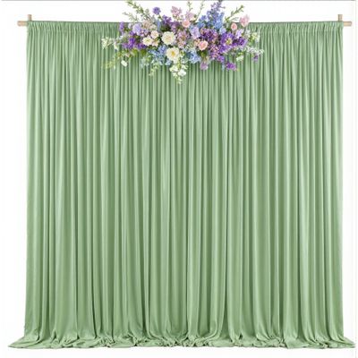 10ft x 8ft Photo Backdrop Curtains Sage Green Wrinkle-Free Polyester Fabric Backdrop Drapes for Wedding Baby Shower Birthday Party Photography Background Decoration