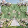 10ft x 8ft Photo Backdrop Curtains Sage Green Wrinkle-Free Polyester Fabric Backdrop Drapes for Wedding Baby Shower Birthday Party Photography Background Decoration view 2