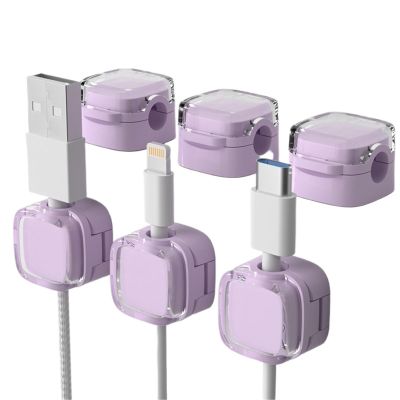 18pcs Cord Holder for Nightstand Dopamine Colored Magnetic Cable Organizer, Data Cable, Fixed Artifact, Desktop Tidy Storage Assistant(Purple)