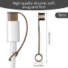 8PCS USB Caps for USB C Cable, USB C Cover Cap, Silicone Anti Dust Plug and Anti Loss Tether Cover, USB C Dust Caps for USB C Cable and Port Protection, Translucent Black view 2