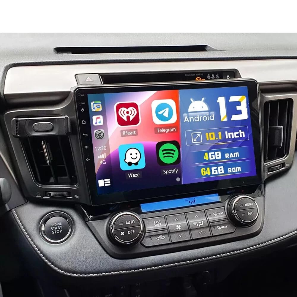 4+64G Double Din Car Stereo for Toyota RAV4 2013-2018 with Wireless CarPlay and Android Auto, 10 Inch IPS Touchscreen Android 13 Car Radio Support Bluetooth WiFi GPS SWC FM RDS Backup Camera