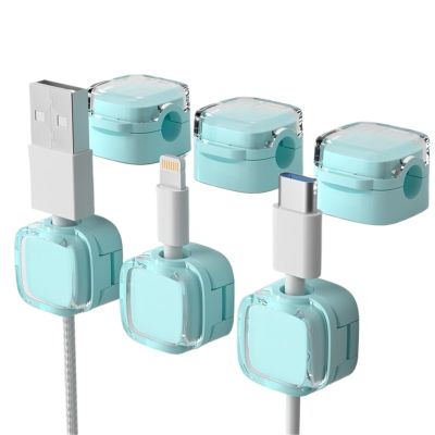 18pcs Cord Holder for Nightstand Dopamine Colored Magnetic Cable Organizer, Data Cable, Fixed Artifact, Desktop Tidy Storage Assistant(Green)