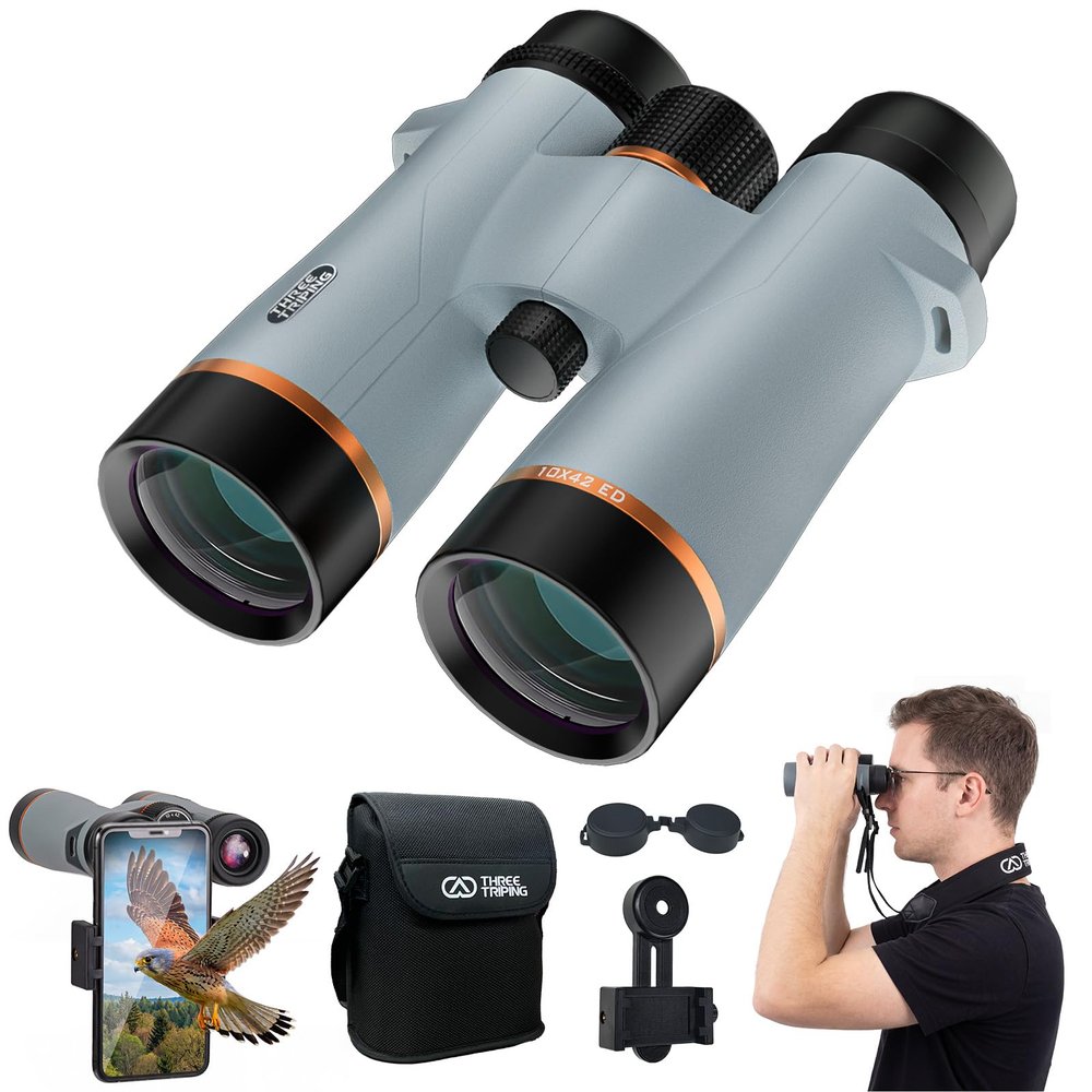 10X42 Binoculars for Adults with ED Glass, BAK4 Prism, Waterproof, Fogproof, Low Light Vision & Phone Adapter for Hunting, Bird Watching, Travel, Hiking