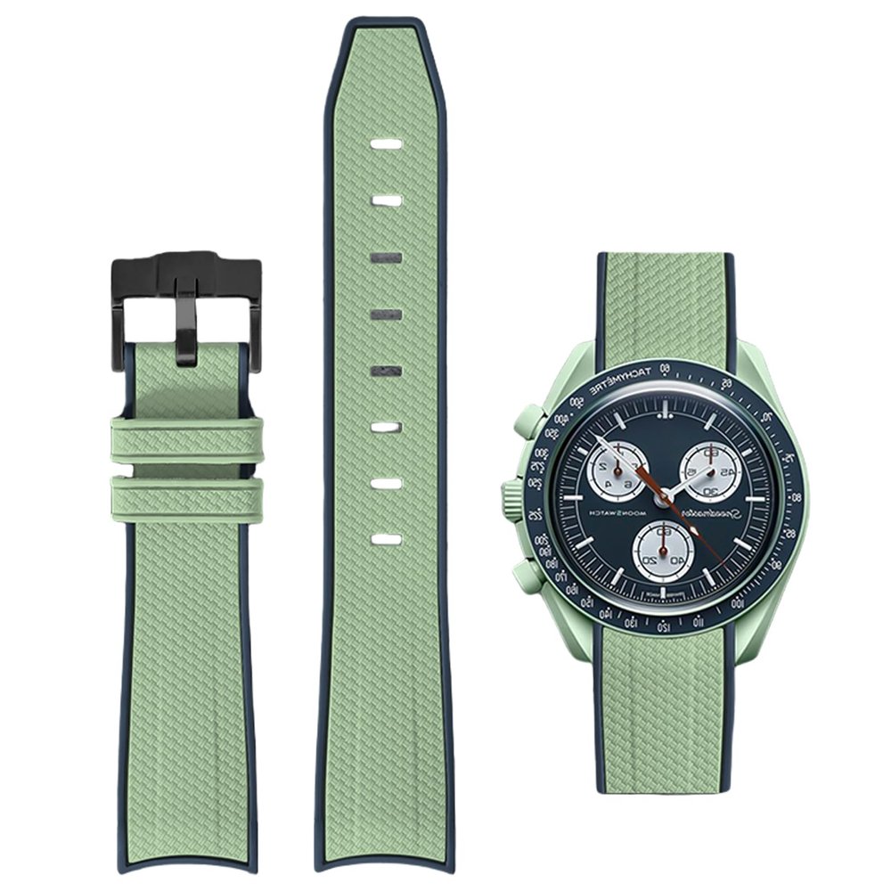 Boache Straps for Moonswatch Watch Quick Release Silicone Rubber Curved End No Gap Watch Band for Omega X Swatch Moonswatch Speedmaster Watch 20mm Straps Bracelet Replacement Strap for Men Women