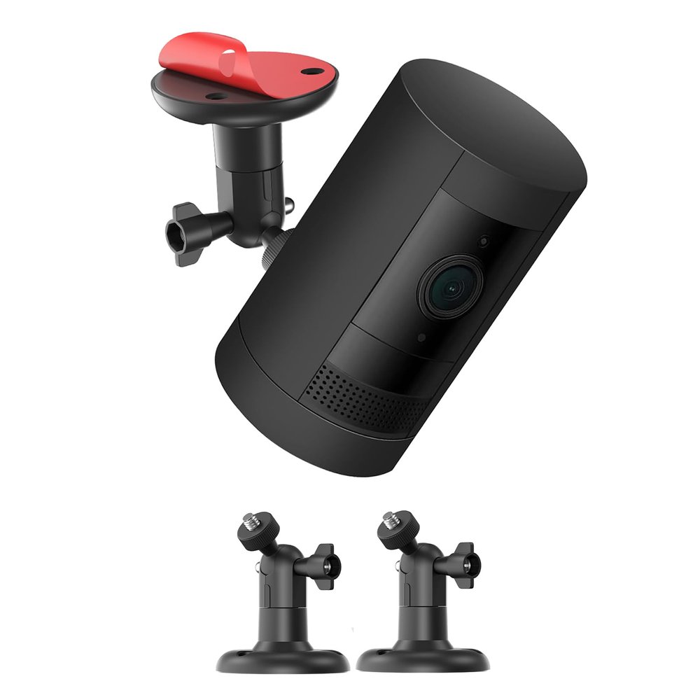 2 Pack Ring Camera Mount,No-Drill Indoor/Outdoor Wall Mount Compatible with Rings Stick Up Cam Plus/Pro,R/ing Indoor Camera,Ring Outdoor Cam Plus,360 Adjustable,Strong VHB Adhesive & Screw Option