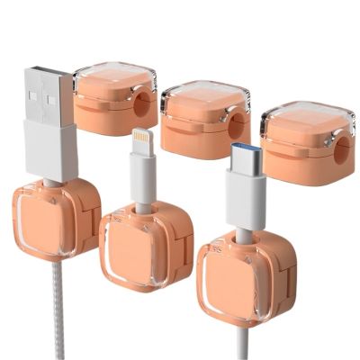 18pcs Cord Holder for Nightstand Dopamine Colored Magnetic Cable Organizer, Data Cable, Fixed Artifact, Desktop Tidy Storage Assistant(Orange)