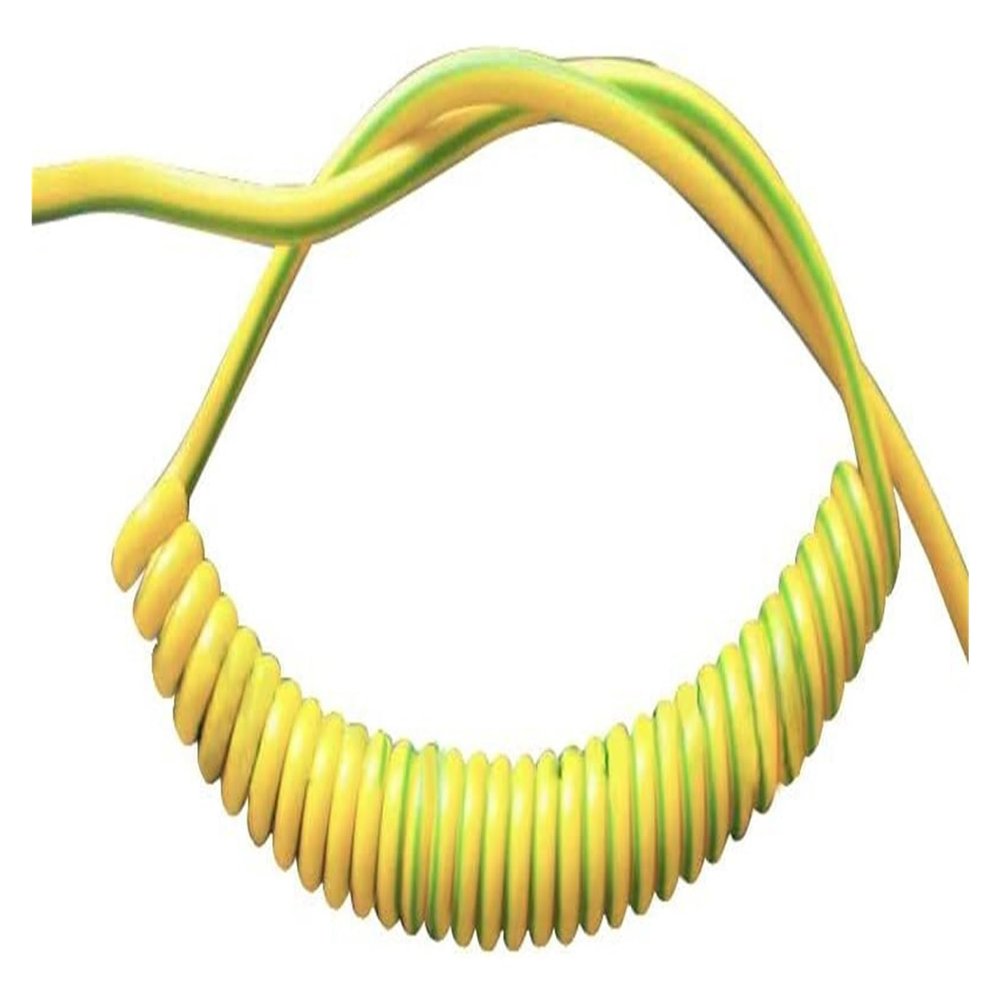 ACFFVBW Coiled Extension Cord, Coiled Cable,Spring Spiral Yellow-Green Ground Wire Single Core 20/18/17/15/13/11/9/7AWG Shrinkable Copper Telescopic(13awg 2.5mm2,Stretch 4 Meters)