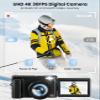 4K Digital Camera for Photography, WiFi Autofocus 64MP Vlogging Camera for YouTube, 180 3" Flip Screen 30FPS Video Cameras with Flash Anti-Shake 16X Zoom 32GB Card, Compact Travel Digital Camera view 2