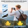 4K Digital Camera for Photography, WiFi Autofocus 64MP Vlogging Camera for YouTube, 180 3" Flip Screen 30FPS Video Cameras with Flash Anti-Shake 16X Zoom 32GB Card, Compact Travel Digital Camera view 4