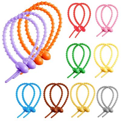 20Pcs Colorful Silicone Cable Ties, 8 Inch Reusable Zip Ties, Adjustable Multi Purpose Twist Ties for Seal Plastic Bags Wires and Cables, Cable Organizers
