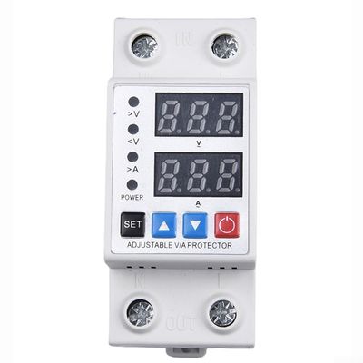 Adjustable Voltage Protector with Dual Digital Display for AC 230V Single-Phase, Overvoltage Undervoltage Overcurrent Protection, 1A-63A Range, Automatic Recovery, DIN Rail Mount(40A)