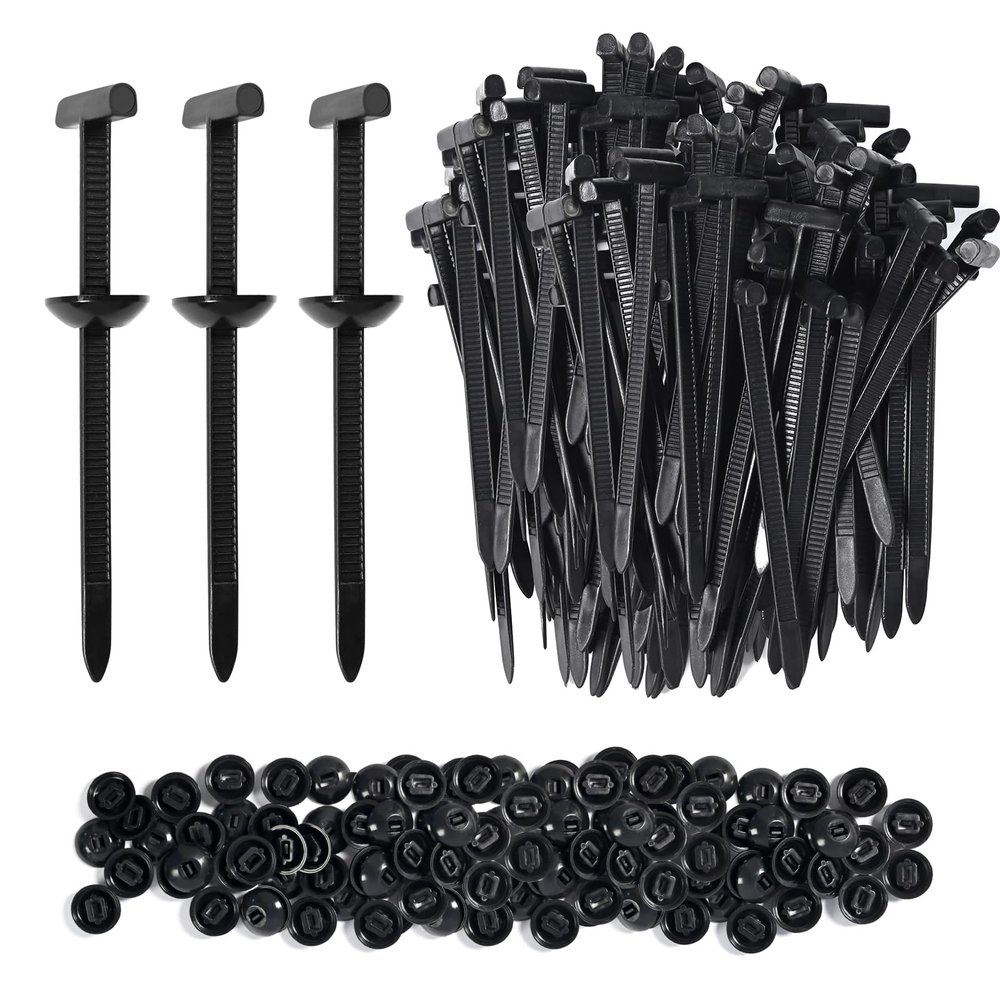 100 Pack Heavy Duty Nylon Zip Ties with Mounting Buckles, Self-Locking Cable Fasteners for Car & Home