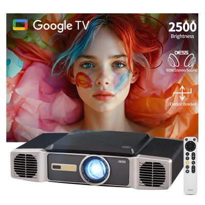 Dess C5 Enterprise GTV Projector,4K Projector With Wifi6 And Bluetooth,Home Theater projector,2500 Brightness,Built in Electric Bracket, Stereo Surround Sound,300''IMAX-Enhanced Quality2
